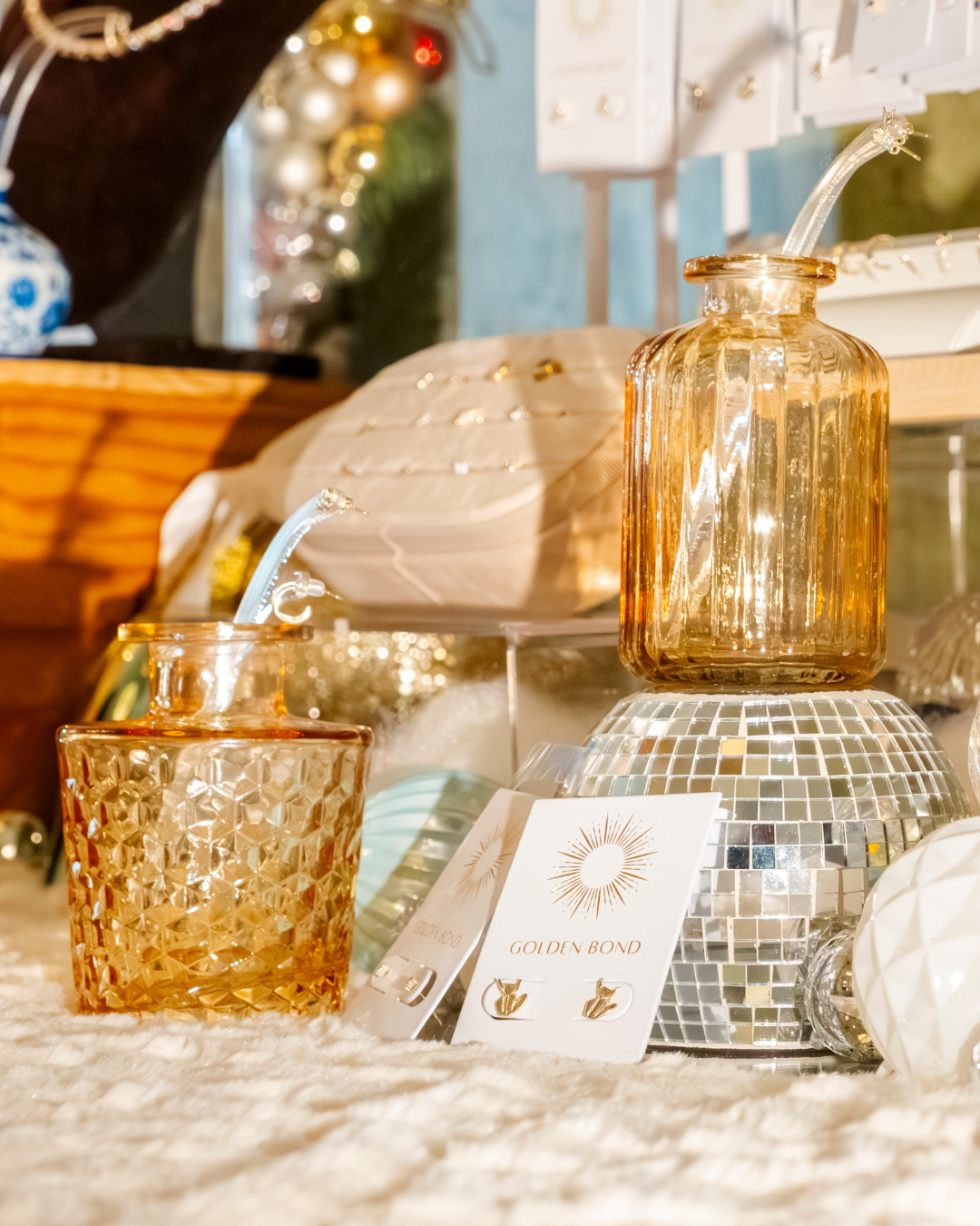earrings on a table display for a corporate party