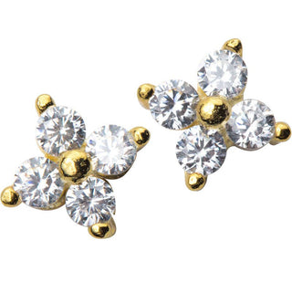 Tiny Four Petal Flower Stud Earrings