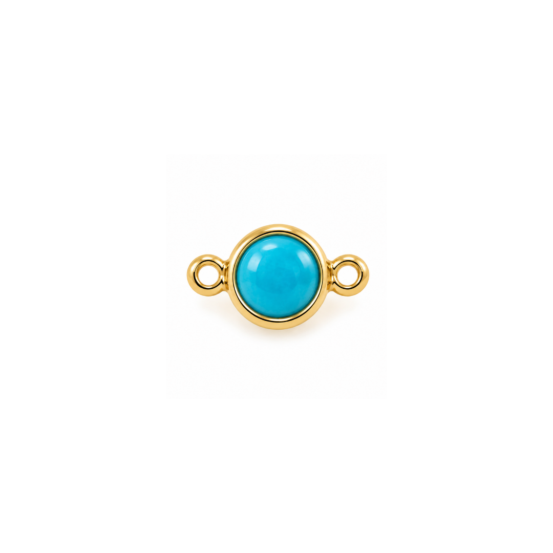Turquoise-color CZ bezel charm in 14k gold fill