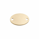 A blank oval brass nameplate with two pre-drilled holes, shown on a solid white background.