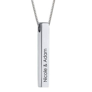 Custom Name Bar Pendant Necklace in 925 Sterling Silver