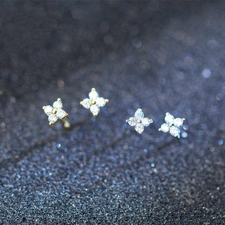 Tiny Four Petal Flower Stud Earrings