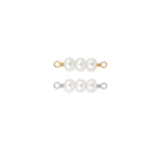 Pearl necklace with gold clasps on a white background