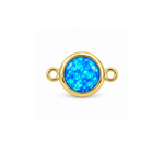 Blue opal-color CZ bezel charm in 14k gold fill
