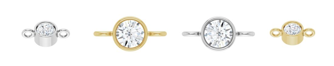 White and Yellow Gold CZ Bracelet Bezels