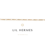 Gold chain bracelet with 'LIL HERMES' branding on a white background