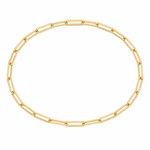 Gold paperclip chain permanent bracelet on a white background