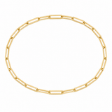 Gold paperclip chain permanent bracelet on a white background