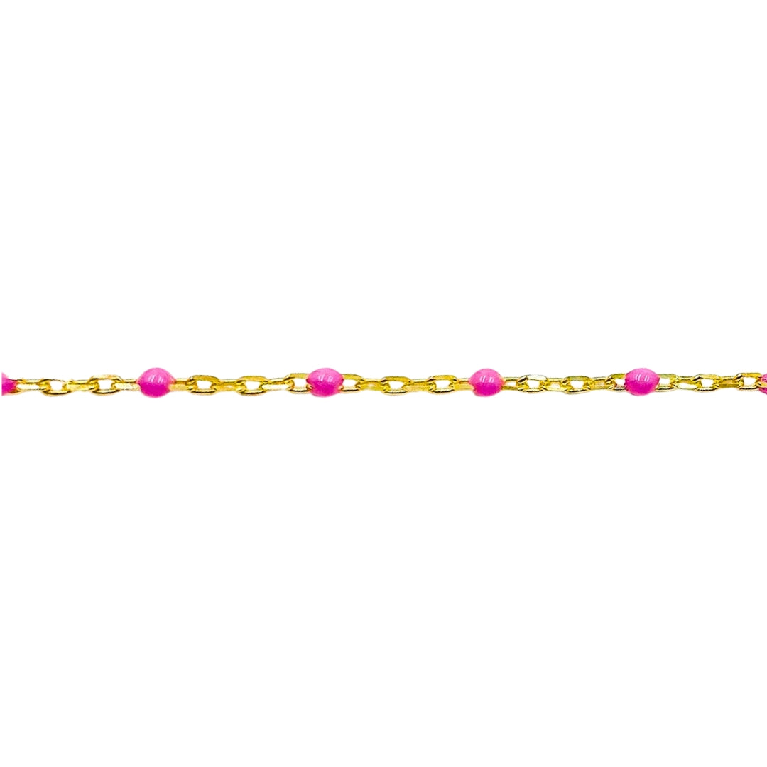 Bright Pink Disco - 14k Gold - Permanent Jewelry