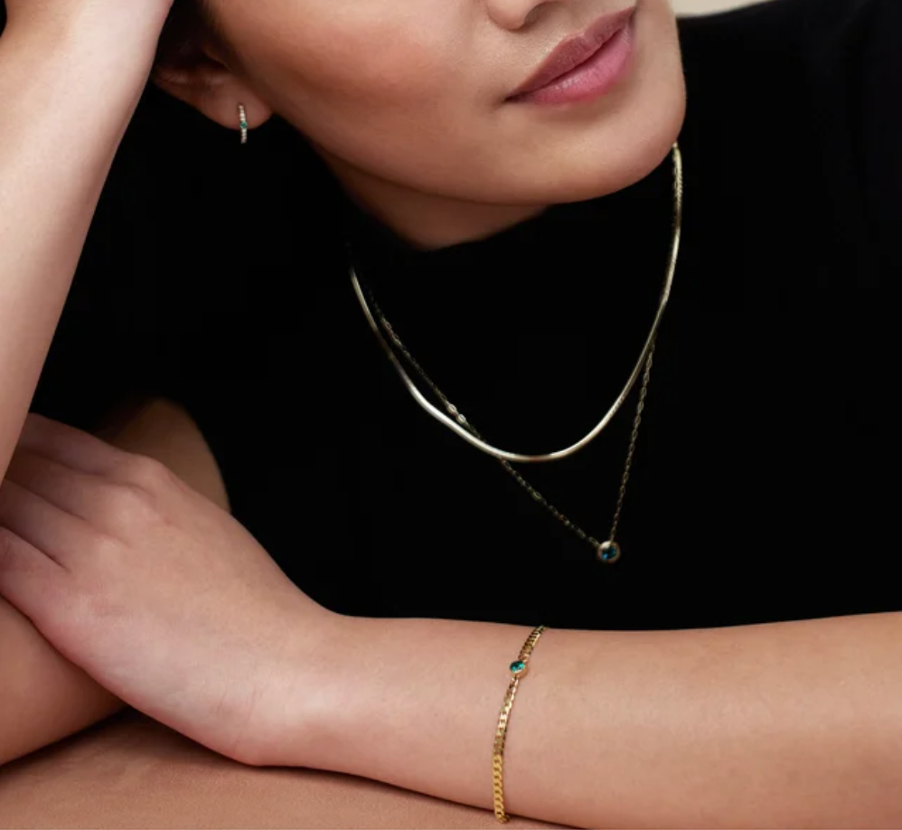 Cash Statement Bracelet | 14K Solid Gold Birthstone