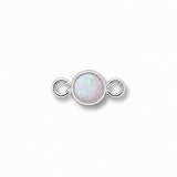 Silver opal bezel bracelet charm connector.