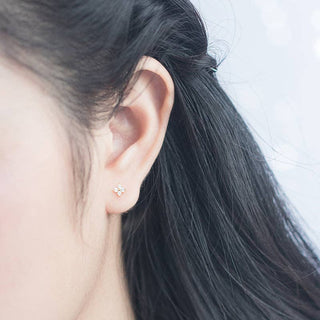 Tiny Four Petal Flower Stud Earrings