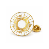 GB Burst Pin - gold sunburst on white enamel